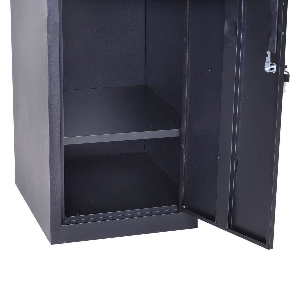 SPINDSCHRANK DE-16731 4 Ebenen mit 2 abschließbaren Türen Schwarz - Grau, Metall (38/180/46cm) - ComfortXL