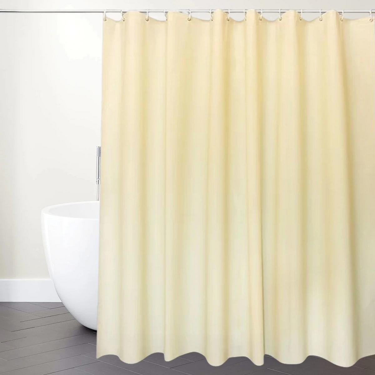 DUSCHVORHANG Beige PEVA modern wasserdicht schimmelresistent mit Haken - Gelb, Kunststoff (180/180cm) - MCBOSON