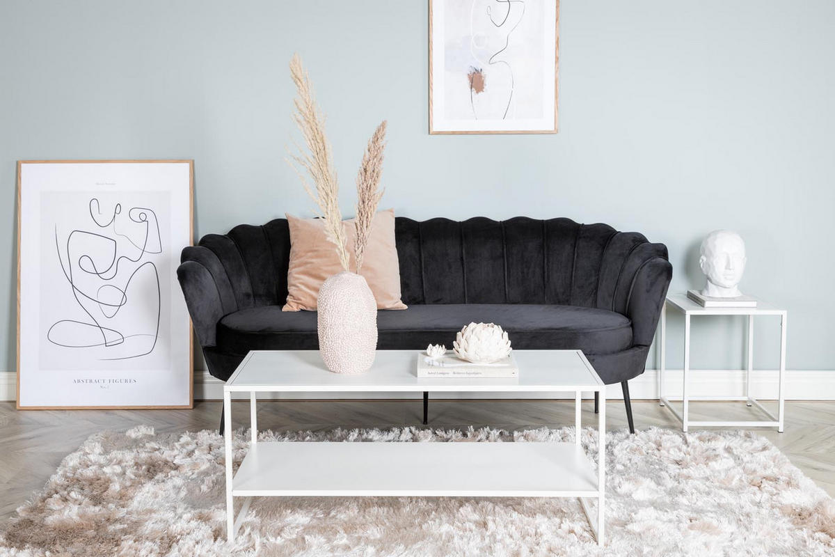 3-SITZER-SOFA Velours schwarz - Schwarz, Textil (181/79/78cm) - ebuy24