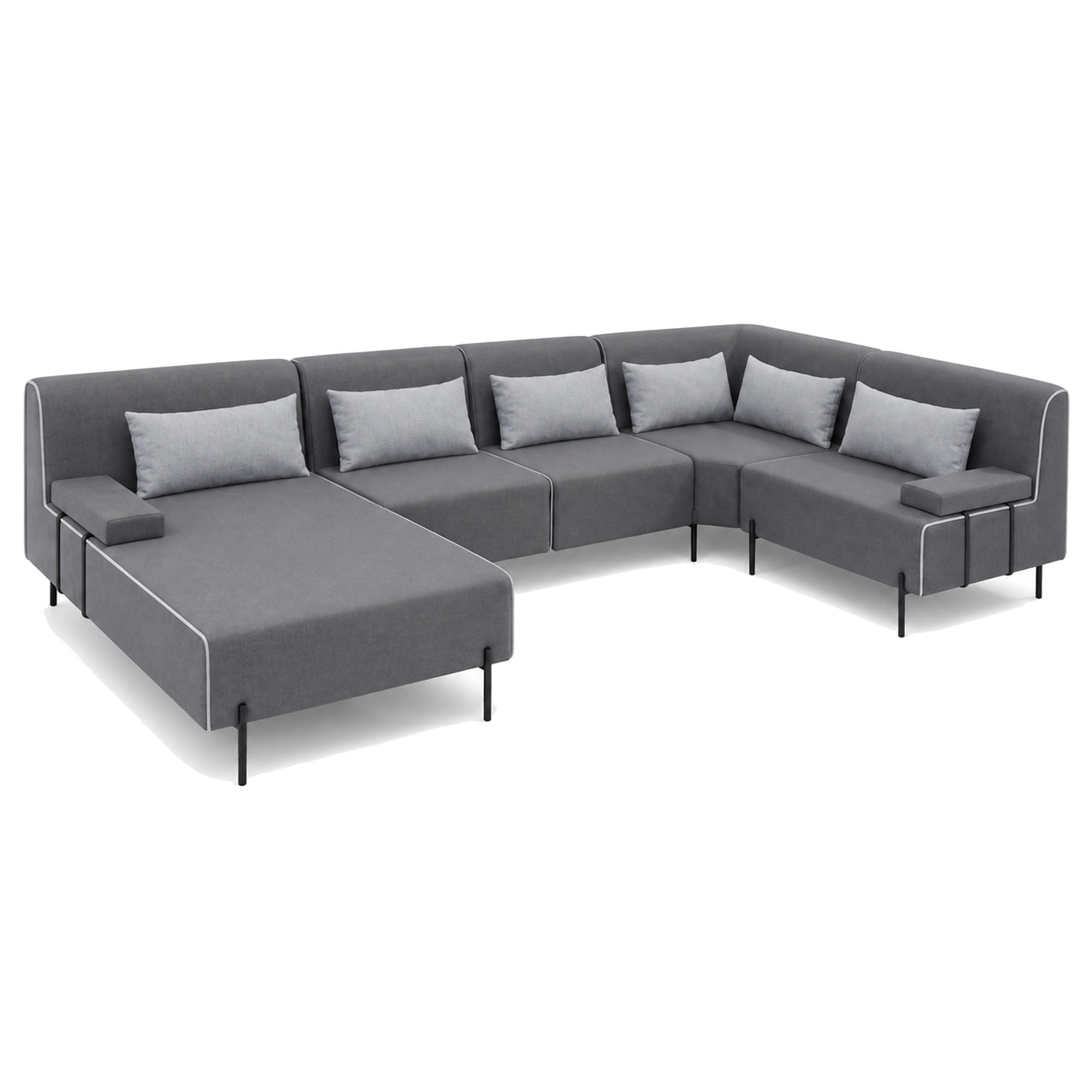 GARTENSOFA BORNEO XL Wetterfest 370x222x86 cm, Rechts, Solide Konstruktion, HR-Schaumfüllung, Wetterfeste Bezugstoff, Grau - Grau, Holz/Metall (370/86/222cm) - Trada