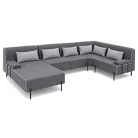 GARTENSOFA BORNEO XL Wetterfest 370x222x86 cm, Rechts, Solide Konstruktion, HR-Schaumfüllung, Wetterfeste Bezugstoff, Grau - Grau, Holz/Metall (370/86/222cm) - Trada