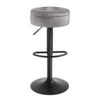 BARHOCKER DE-36082 Drehbar mit Samtbezug und Staufach Hellgrau - Hellgrau, Metall (39/79.5/39cm) - ComfortXL