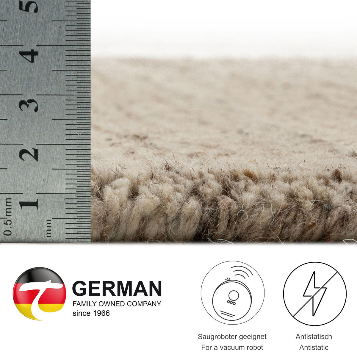 HANDWEBTEPPICH Pure 170x240 cm - Beige, Textil (170/240cm) - THEKO