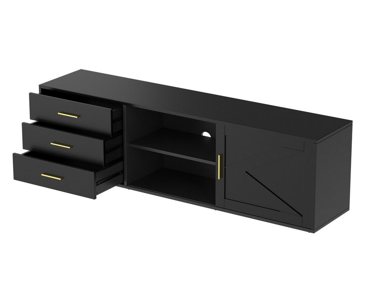 TV-SCHRANK in 160/45/35 cm - Schwarz, Holzwerkstoff (160/45/35cm) - HOMAVO
