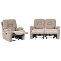 SOFA-SET manuell verstellbar 3-Sitzer Stoff Taupe Bergen - Taupe, Textil (204/101/73cm) - Beliani