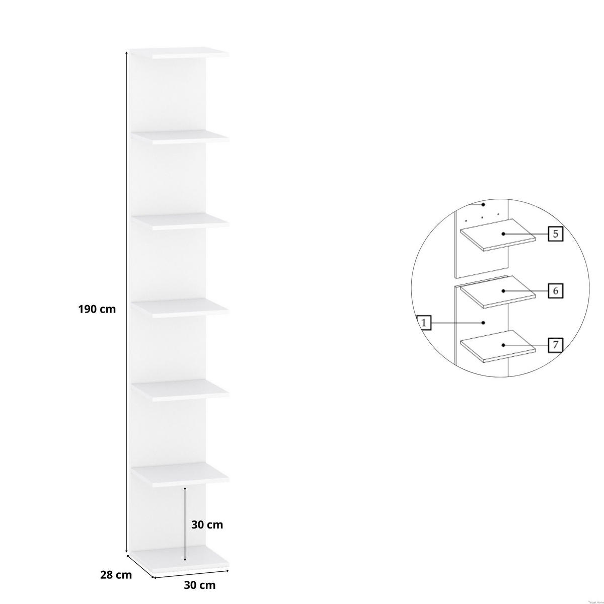 REGAL Spanplatten 190 cm - Weiß, Holzwerkstoff (30/190/28cm) - Target Home