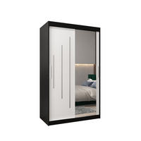 SCHWEBETÜRENSCHRANK 200/120/62 2-türig - Silberfarben/Schwarz, Holz/Kunststoff (120/200/62cm) - Abiks Möbel
