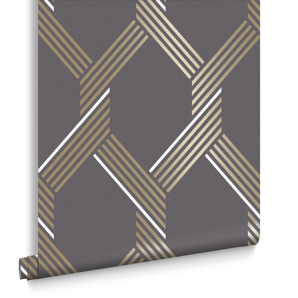 VLIESTAPETE Vector Graphite Gold - Goldfarben/Schwarz, Papier/Kunststoff (52/1005cm) - Graham & Brown