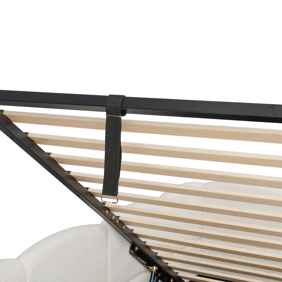 POLSTERBETT 90/200 cm beige aus Bouclé mit Stauraum und USB - Beige, Holzwerkstoff (90/200cm) - OKWISH