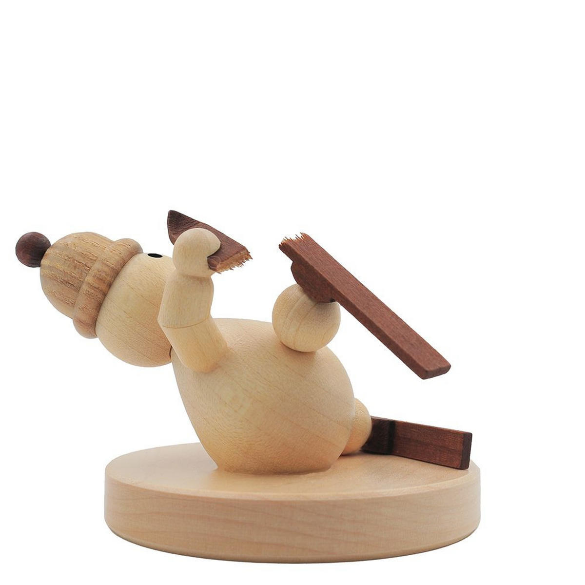 HOLZFIGUR Schneemann Junior Skiunfall auf Sockel 6 cm - Multicolor, Holz (8/1/0.1cm)