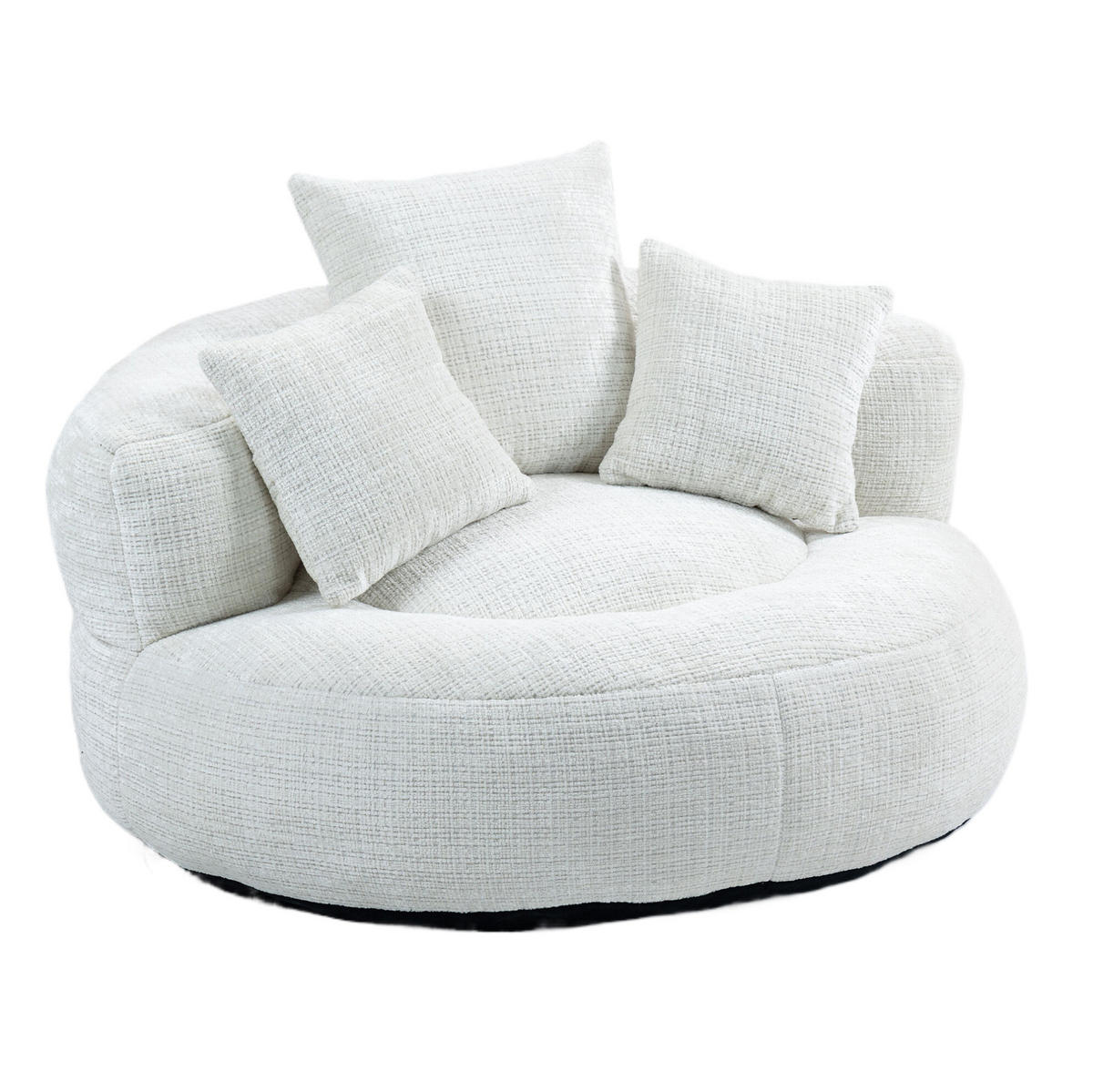 SESSEL rund drehbar Sitzsack Beige 108/108/52 cm für Erwachsene & Kinder - Beige, Textil (108/52/108cm) - OKWISH