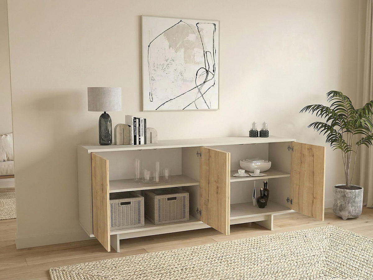 SIDEBOARD - 180 cm x 40 cm - holz - beige, naturfarben hell Zefyna - Beige/Naturfarben, Holz (180/78.8/40cm) - Vente-Unique