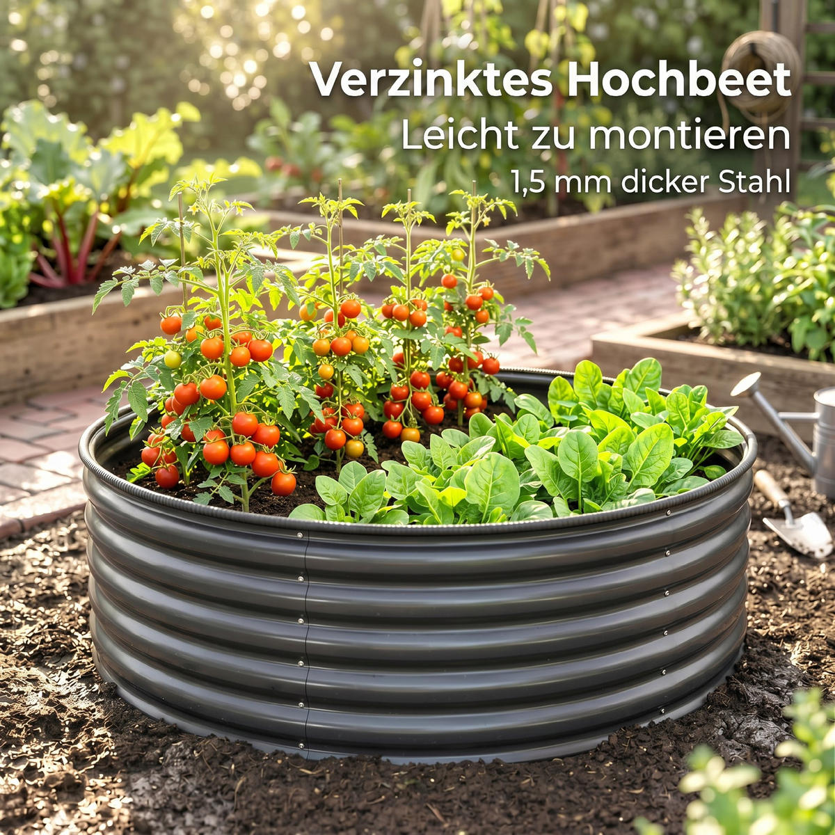 HOCHBEET - Dunkelgrau, Metall (120/43/120cm) - Outsunny