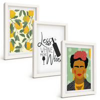 BILDER SET 3er Set - 20x30 cm Weißer Rahmen - Zitronenweinporträt von Frida - Weiß, Kunststoff (20/30cm) - TULUP