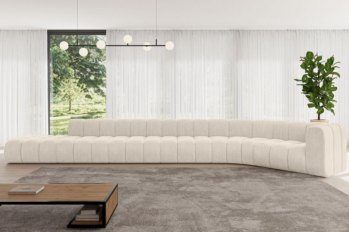 ECKSOFA modulares Sofa Tilmo-L3 - 581x194x70 cm Beige - Beige, Holzwerkstoff/Textil (581/194cm) - ALTDECOR