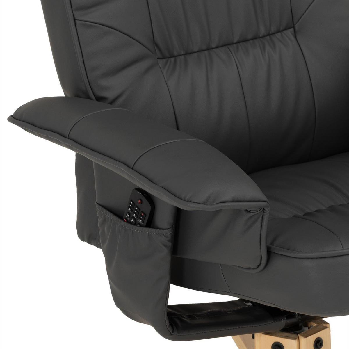 RELAXSESSEL KUNSTLEDER, SET MIT HOCKER CHARLY - Grau, Textil (76/87/61cm) - IDIMEX