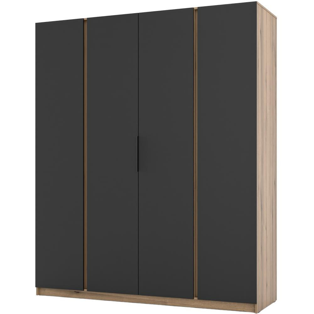 Beautysofa Drehtürenschrank Eiche, Schwarz 200x239x62 cm