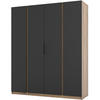 DREHTÜRENSCHRANK Kaya 200/62/239 4-Türig - Eichefarben/Schwarz, Holzwerkstoff (200/239/62cm) - Beautysofa
