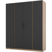 DREHTÜRENSCHRANK Kaya 200/62/239 4-Türig - Eichefarben/Schwarz, Holzwerkstoff (200/239/62cm) - Beautysofa
