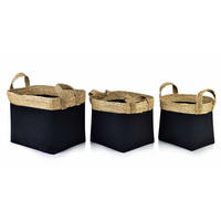 KORB Bali 3er Set schwarz 31/44/30cm Seegras - Schwarz, Naturmaterialien/Kunststoff (31/30/44cm) - Mondex