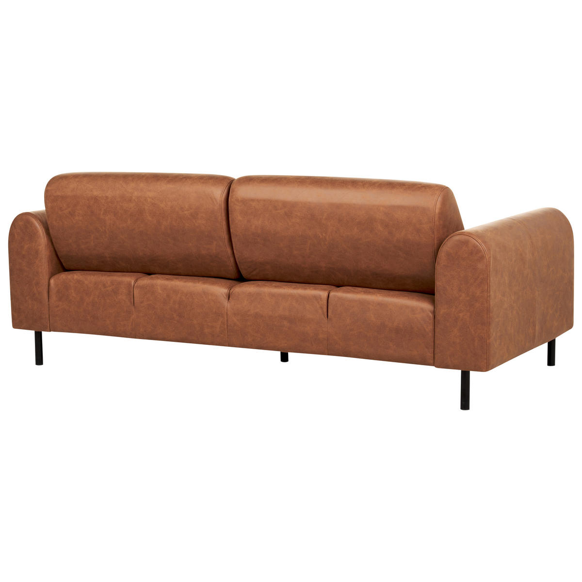 3-SITZER-SOFA Lederoptik goldbraun Askim - Rotbraun/Schwarz, Textil (207/87/89cm) - Beliani