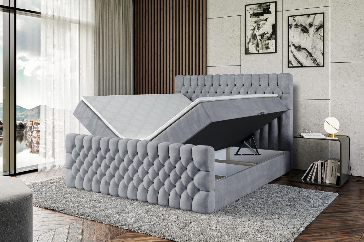 BOXBETT SERENE-Z - 120 x 200 - H4 - Grau - Grau, Holzwerkstoff (120/200cm) - ALTDECOR