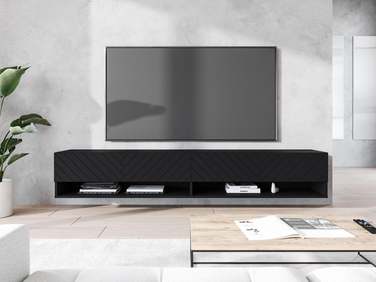 TV-LOWBOARD A180 MDF - Alufarben/Graphitfarben, Holzwerkstoff/Kunststoff (180/30/33cm) - MIRJAN24