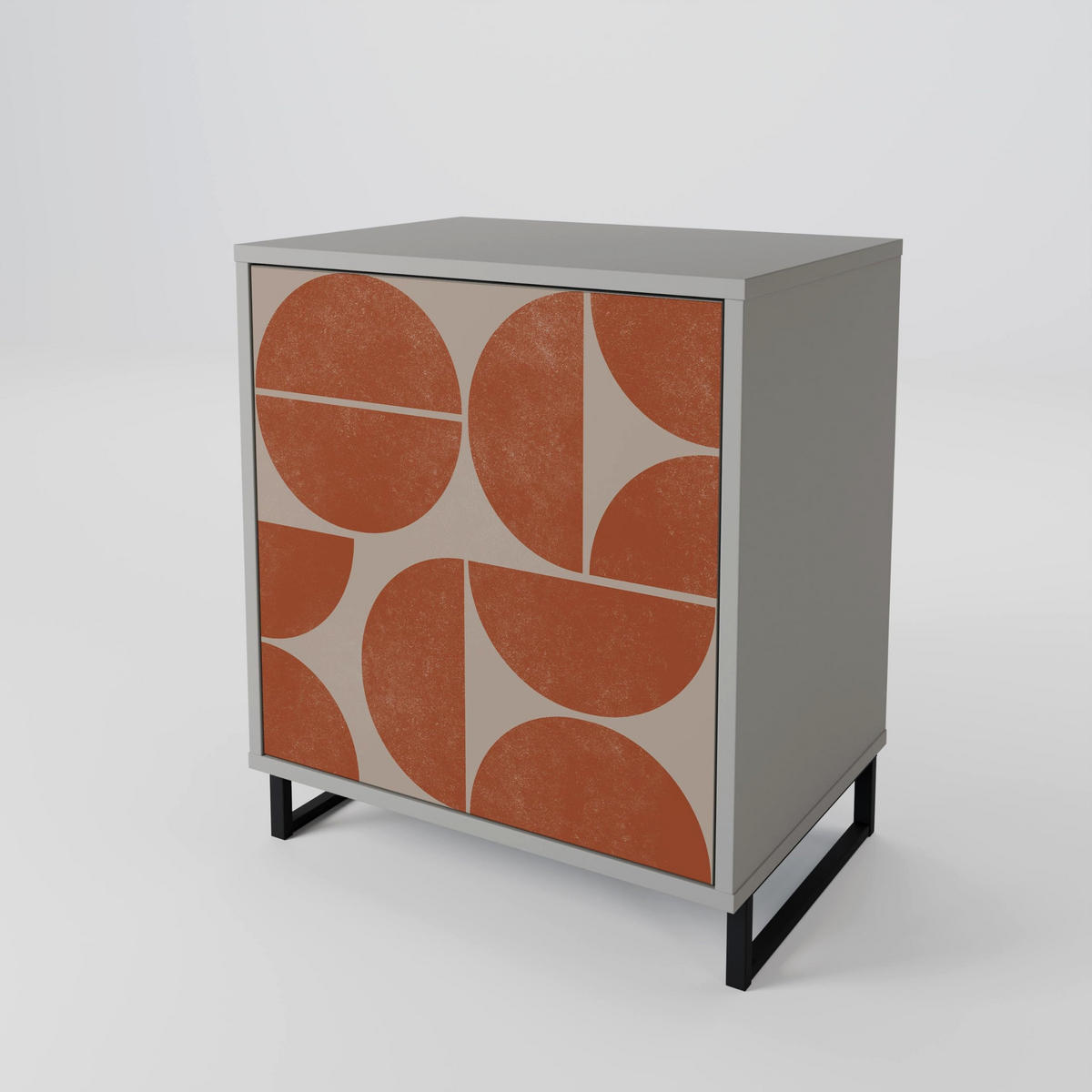SIDEBOARD REPETITION COMPULSION, Grau, 57,5x42x77,5 cm, Schräge Buchenholzfüße - Buchefarben/Multicolor, Holzwerkstoff/Buchenholz (57.5/77.5/42cm) - SpaceRebels