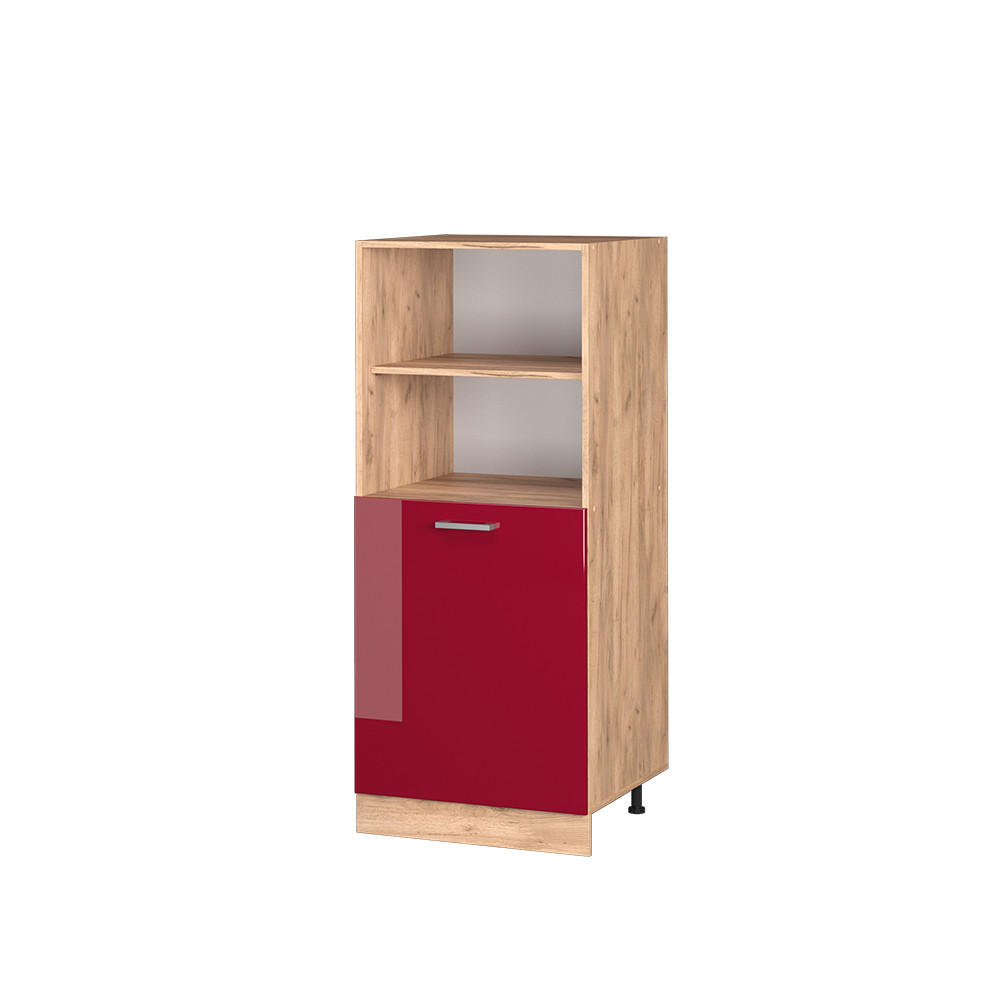 HERDUMBAUSCHRANK R-Line Rot Hochglanz 60 cm - Honigeiche/Bordeaux, Holzwerkstoff (60/143/57cm) - Vicco