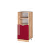 HERDUMBAUSCHRANK R-Line Rot Hochglanz 60 cm - Honigeiche/Eiche Wotan, Holzwerkstoff (60/143/57cm) - Vicco
