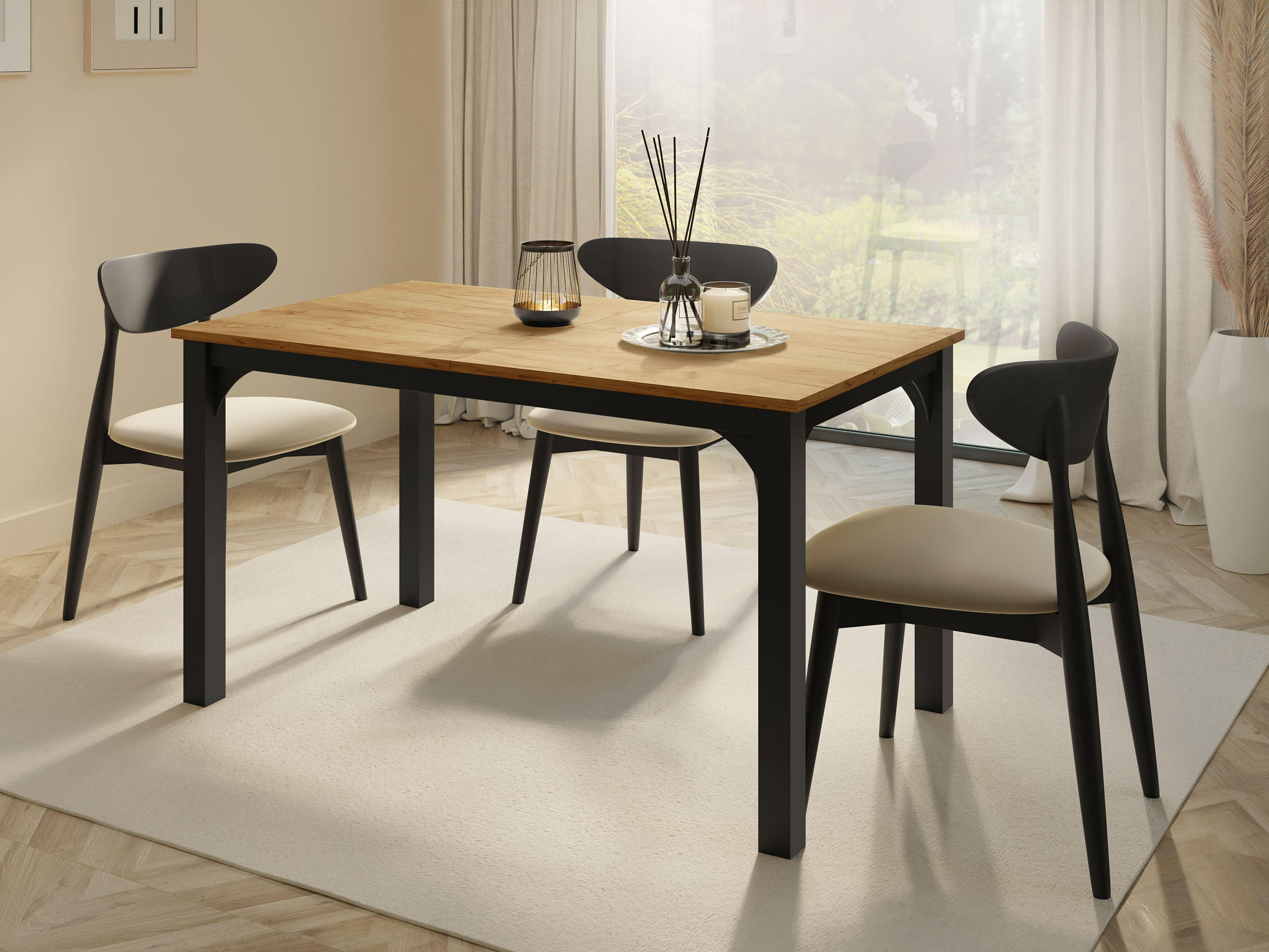 ESSTISCH Focus 140 - Schwarz/Braun, Holzwerkstoff/Metall (80/140/76cm) - MIRJAN24