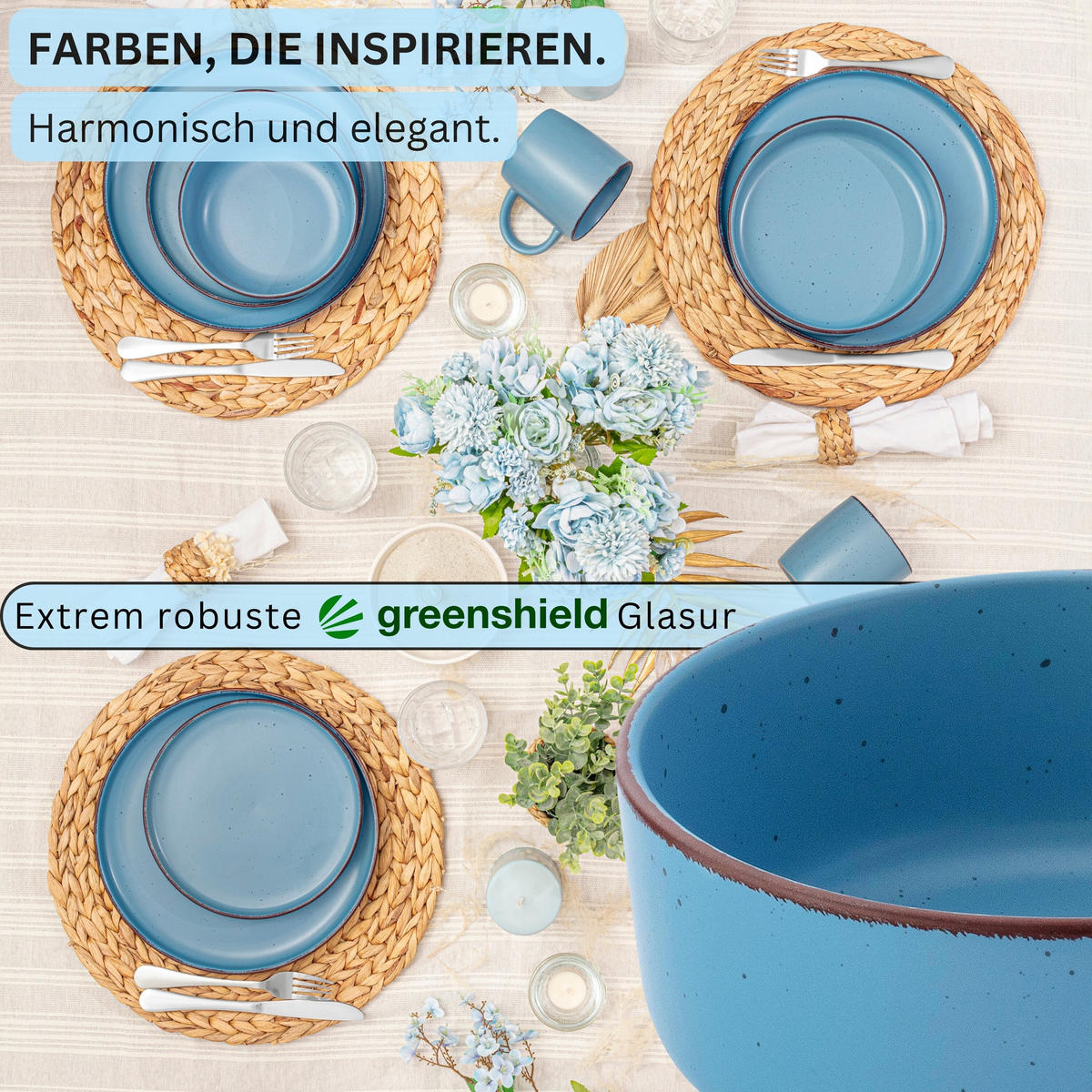 SCHALEN BOMBAY SAPHIR - 4 teilig aus Steingut - Blau, Stein (16.5/16.5/6.5cm) - Sänger