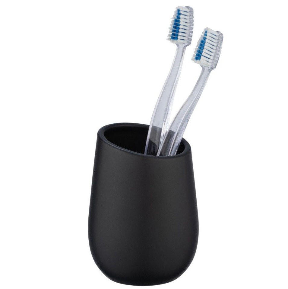 ZAHNPUTZBECHER aus Keramik Badi 8/8/11 cm - Schwarz, Keramik (8/11/8cm) - Wenko
