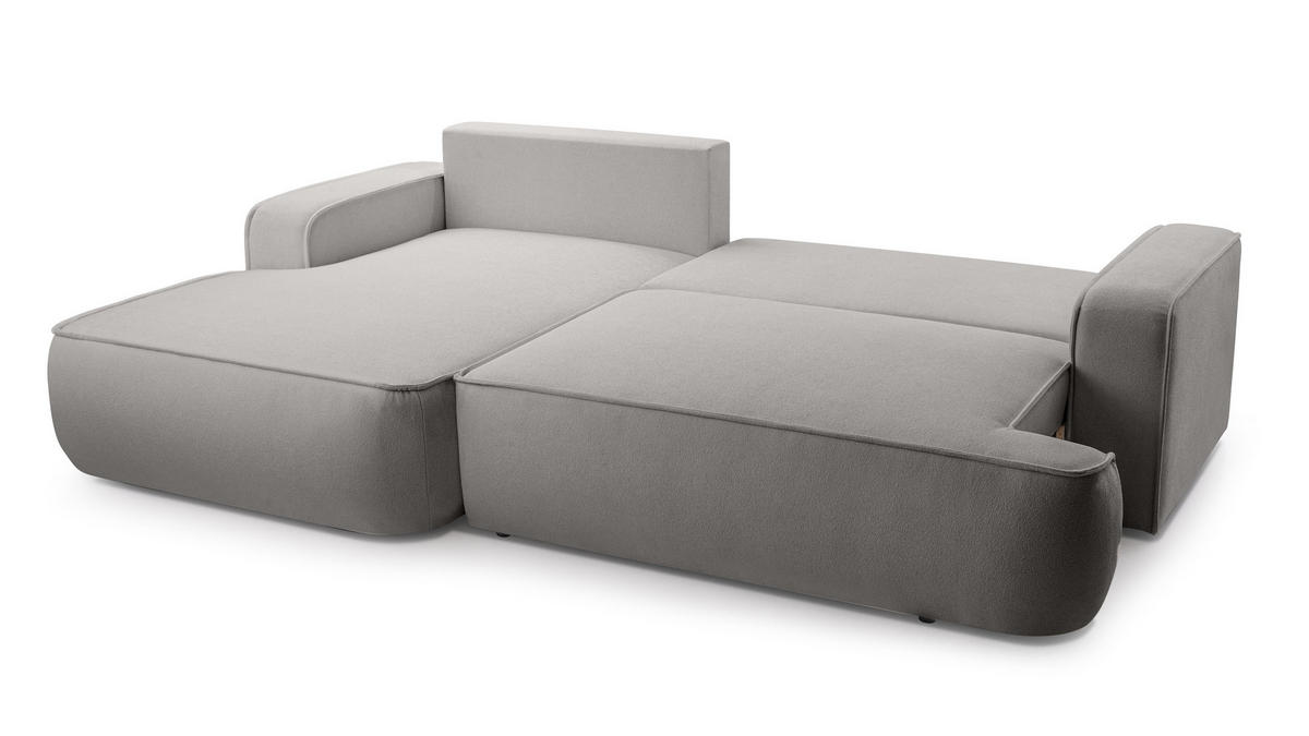 ECKSOFA L Form Ablia Hellgrau 267/168/87 cm mit mit Schlaffunktion L - Hellgrau/Schwarz, Kunststoff/Textil (168/267cm) - AX Living