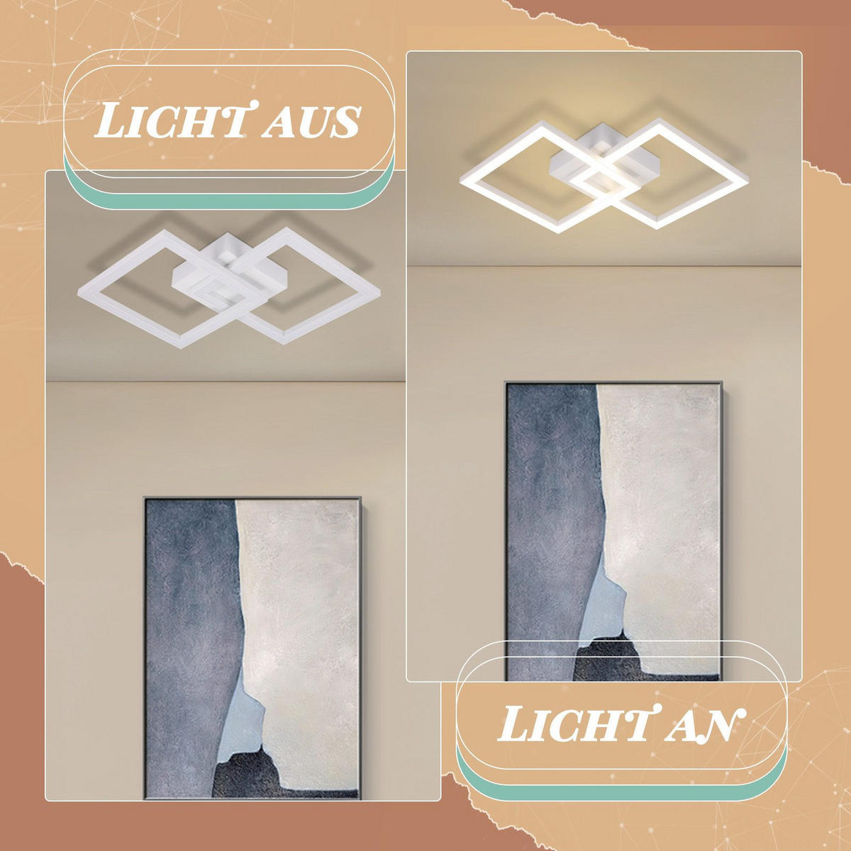 LED-DECKENLEUCHTE Maione 6/29.5/47cm - Weiß, Metall (29.5/6/47cm) - Nettlife