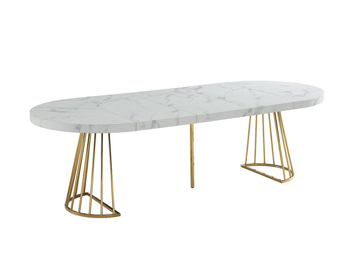 AUSZIEHBARER Tisch - 2 , 4 , 8 , 10 , 12 -Sitzer - MDF - weiß, goldfarben - FIRELA - Goldfarben/Weiß, Holz (110/260/76cm) - Vente-Unique