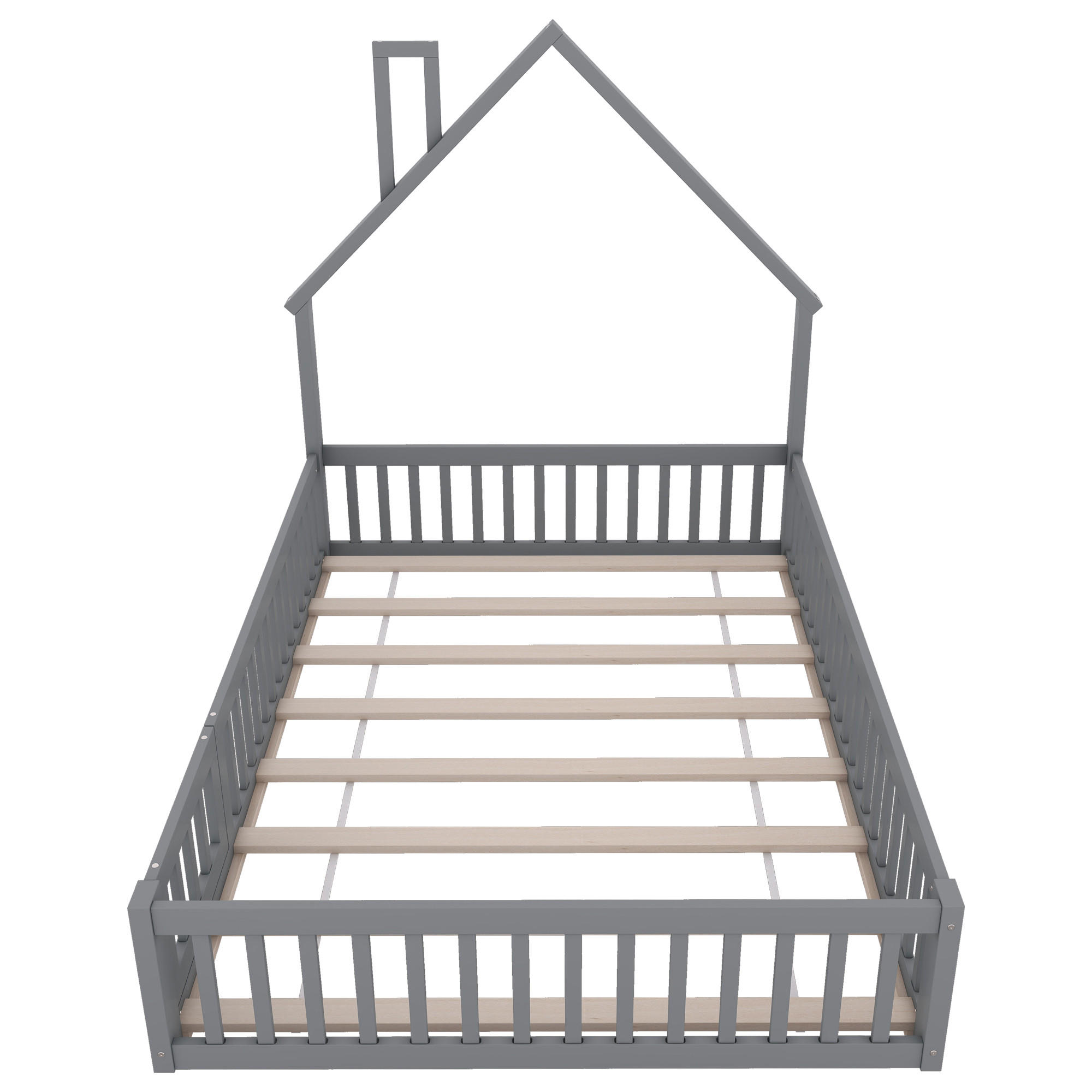 HAUSBETT 140/200 cm Grau - Grau, Holz - Raumix