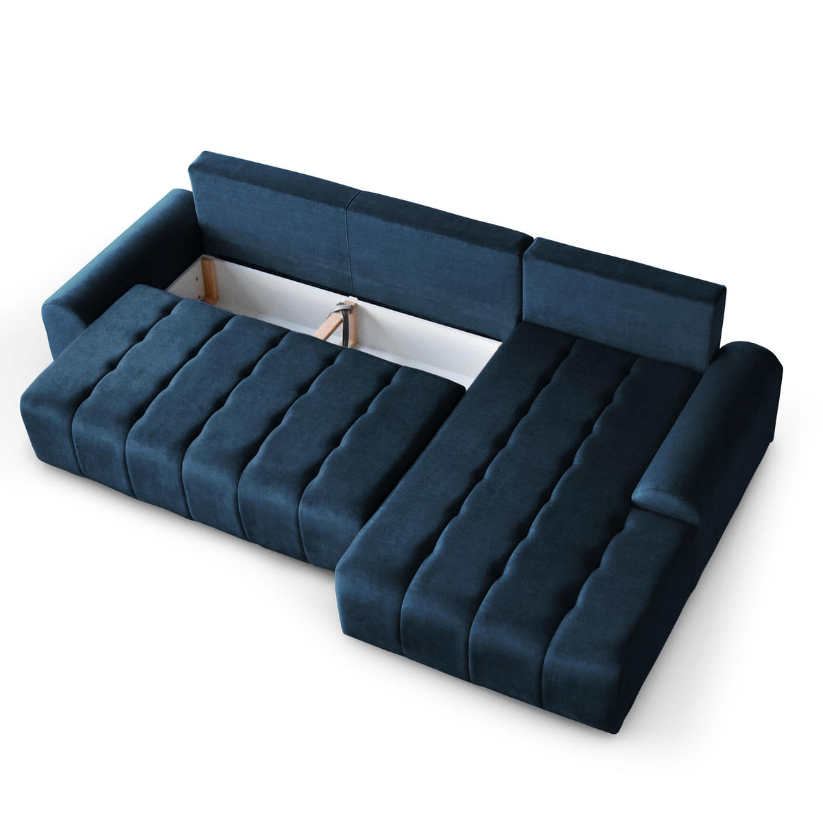 ECKSCHLAFSOFA Costa L Dunkelblau rechts - Schwarz/Dunkelblau, Kunststoff/Textil (290/169cm) - Beautysofa