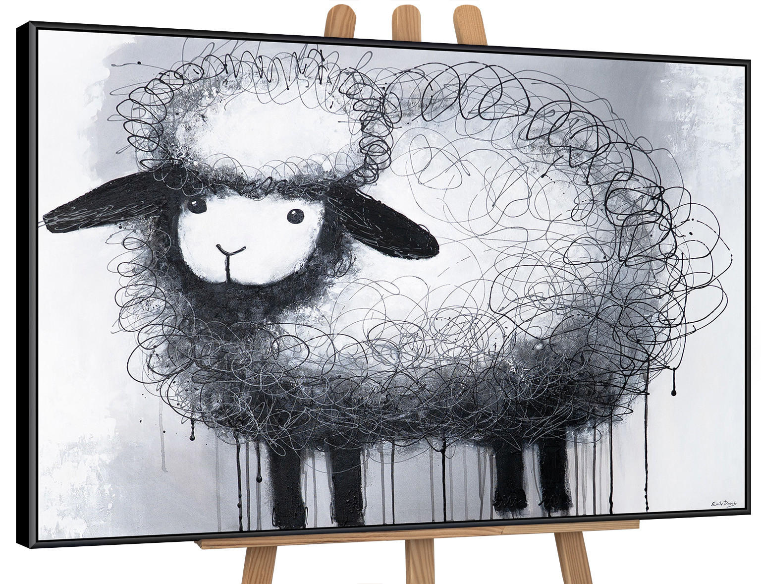 GEMÄLDE Lockige Fantasie Schattenfugenrahmen Schwarz 120x80 cm - Schwarz, Holz (120/80cm) - YS-art gallery