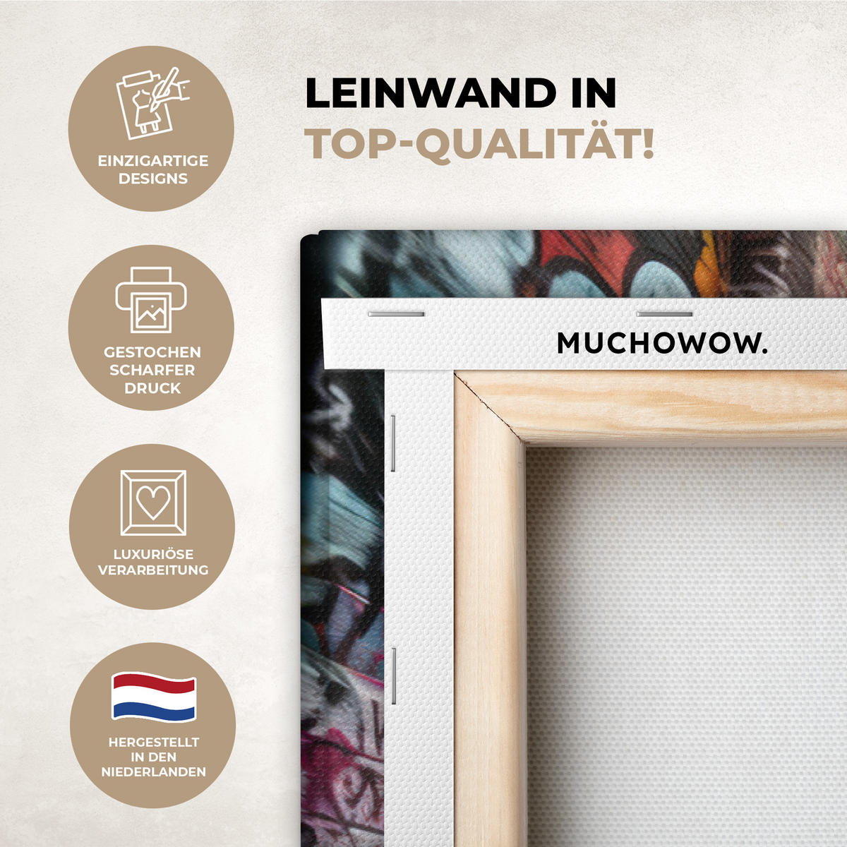 LEINWANDBILD Treppe - Graffiti - Farben - Kunst Groß 140x90 cm - Multicolor, Textil (140/90cm) - MuchoWow
