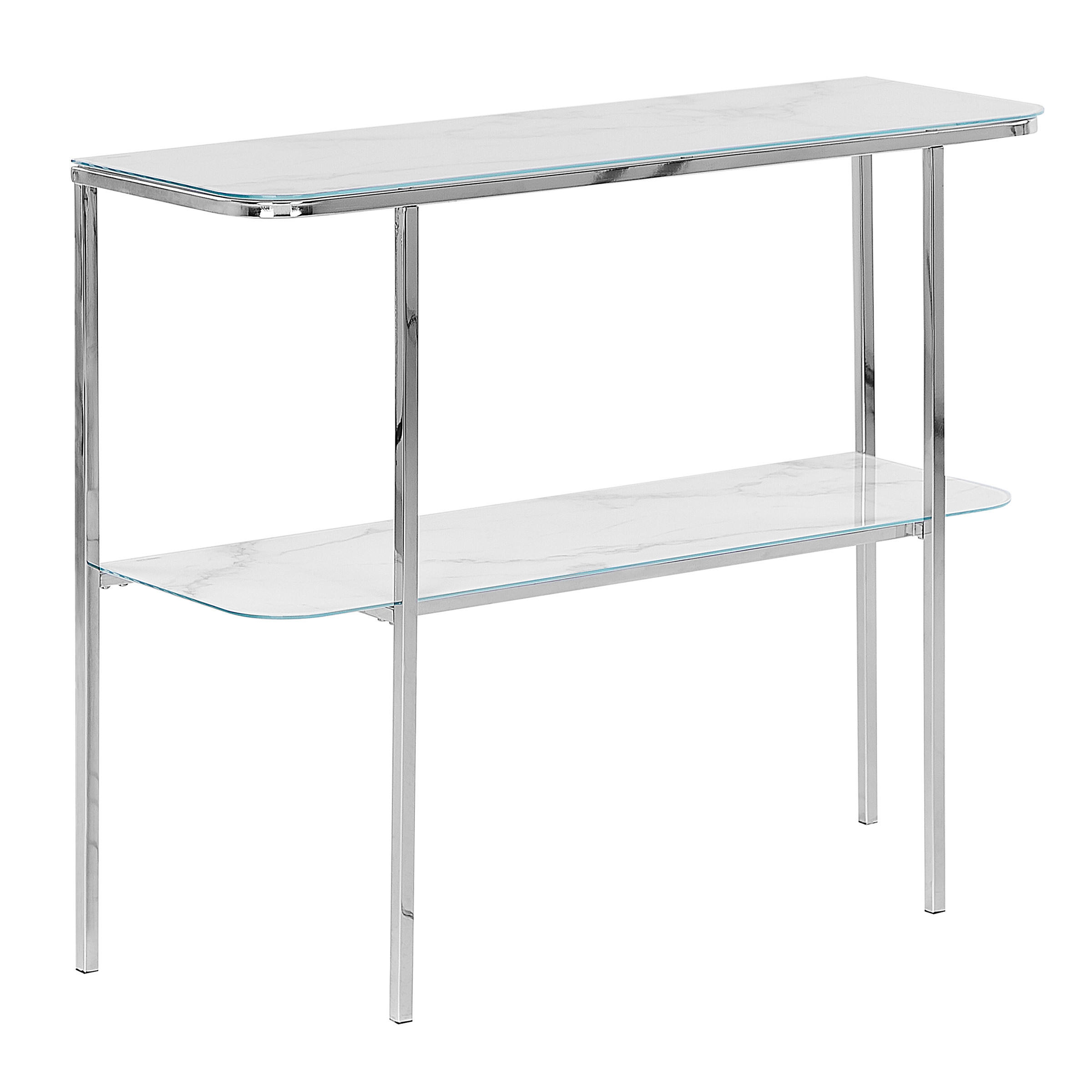 KONSOLENTISCH Marmor Optik weiß/silber Calvert - Silberfarben/Weiß, Glas (35/100/84cm) - Beliani