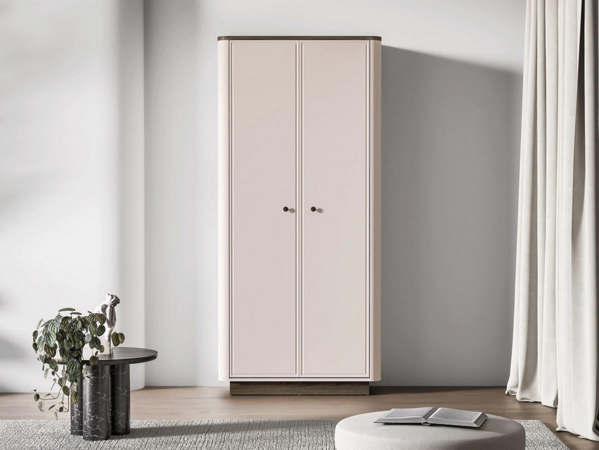 KLEIDERSCHRANK Vilavio Kaschmir/Eicheoptik, 92 cm - Taupe/Dunkelbraun, Holzwerkstoff/Metall (91.6/191.5/53cm) - Selsey