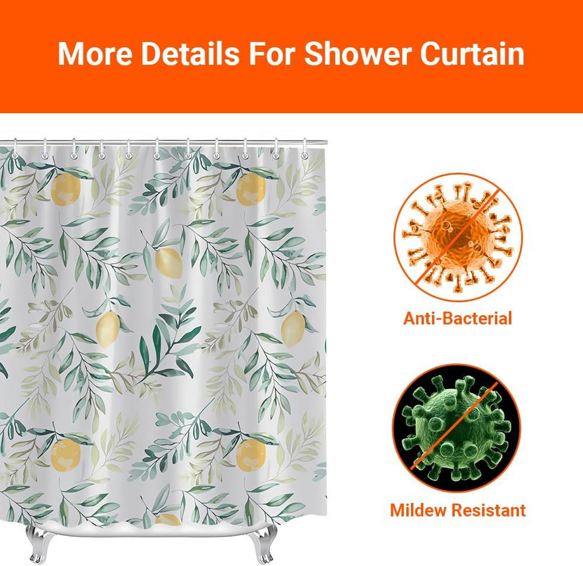 DUSCHVORHANG Polyester Zitronenbaum Blätter Muster - Multicolor, Textil (200/80cm) - MCBOSON