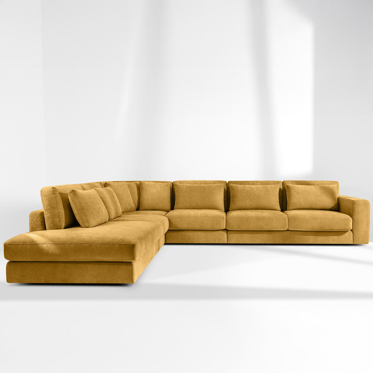 ECKSOFA XL links VERUS - Gelb, Holz/Holzwerkstoff (377/328cm) - KONSIMO®
