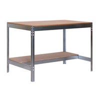 WERKBANK BUFFALO | HxBxT 84x150x76cm | Traglast 600kg | Verzinkt - Silberfarben, Holz (150/84/76cm) - PROREGAL