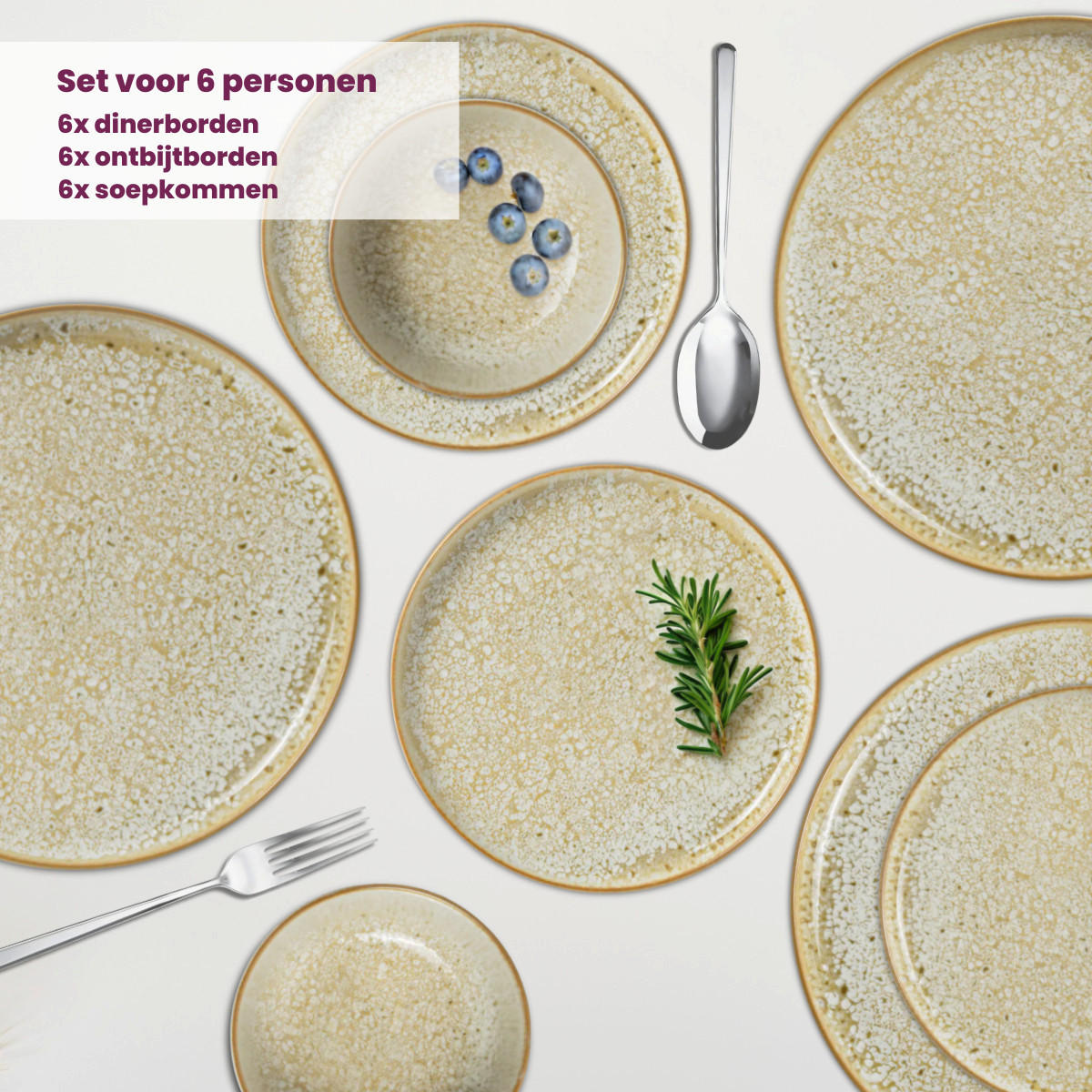 GESCHIRRSET18-TEILIG GESCHIRRSETBaltic Luna - 18-teilig / 6 Personen - Gelb, Keramik (2/2/1cm) - Cosy & Trendy