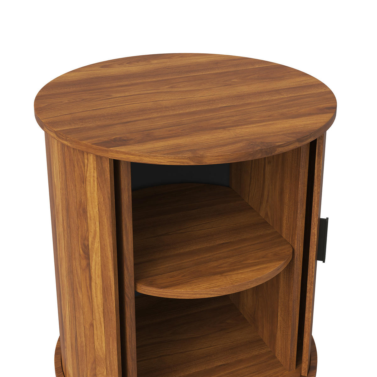 BEISTELLTISCH Rund Nussbaum Sideboard mit Schiebetür & Metallfüßen - Walnussfarben, Holzwerkstoff (48/48/65cm) - Urban Meuble