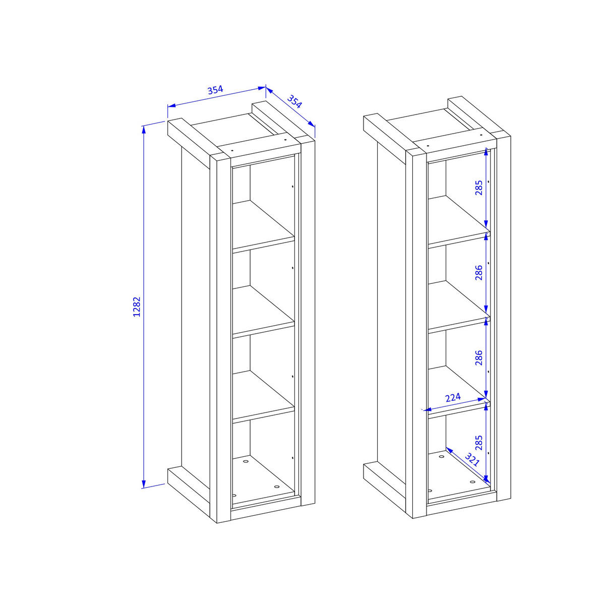 BÜCHERREGAL ATTIVO 35x35x128 cm, Regal Eichefarben - Eichefarben, Holzwerkstoff (35/128/35cm) - MASSENO