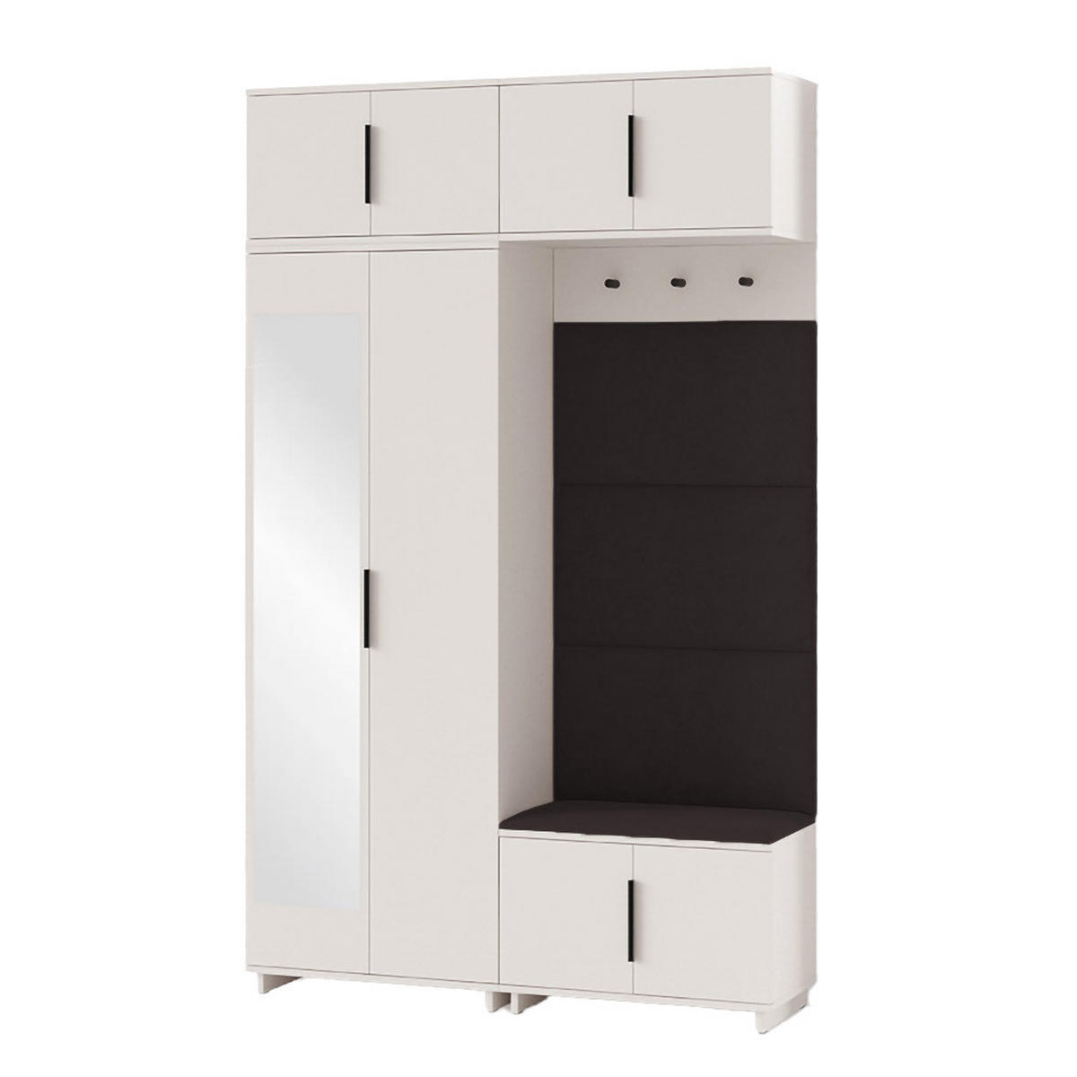 GARDEROBE NAPOLI 1 Kleiderschrank mit Polsterpaneelen SCHWARZ - Beige/Schwarz, Holzwerkstoff (140/229/40cm) - Jerpax