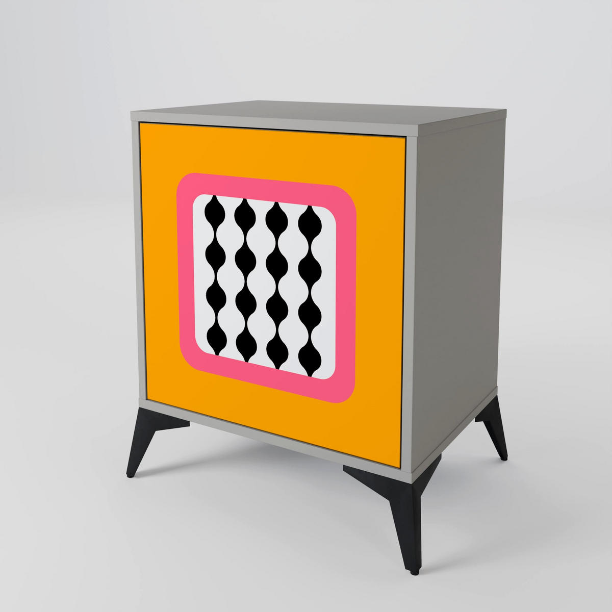 SIDEBOARD TEARS IN HEAVEN, Grau, 57,5x42x77,5 cm, Schräge Buchenholzfüße - Buchefarben/Multicolor, Holzwerkstoff/Buchenholz (57.5/77.5/42cm) - SpaceRebels